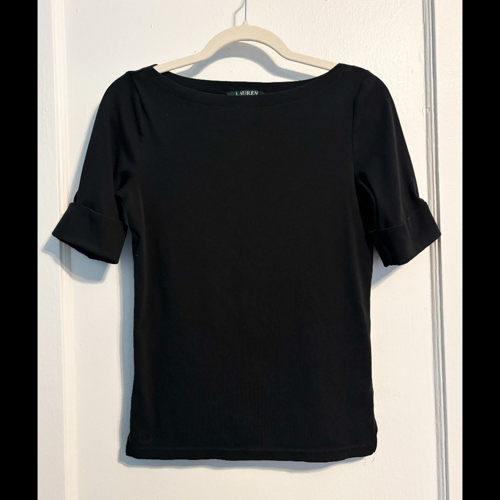 Black Boatneck Top | Size S